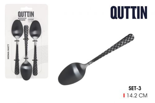 96set 3 Cucharas Postremoma Black Matt — referência QT1507MC5007
