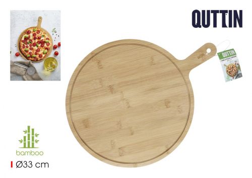 Tabua De Cortar Pizzas Em Bambu Quttin — referência BQ01018678740