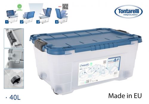 Caixa De Armazenamento De 40 Litros Com Tampa + Ro — vista 1