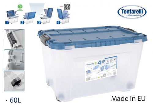 Caixa De Armazenamento De 60 Litros Com Tampa + Ro — vista 1