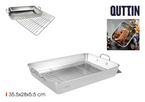Tabuleiro De Forno Em Aço Com Grelhador Quttin — vista 1