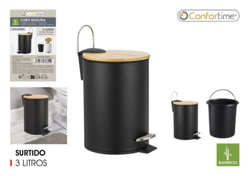 Caixote Do Lixo Metalico Com Pedal E Tampa De Bamb — referência BY01093278824