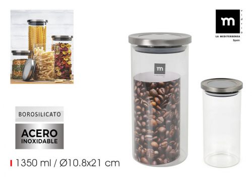 Frasco De Borossilicato Tampa De Aço La Mediterran