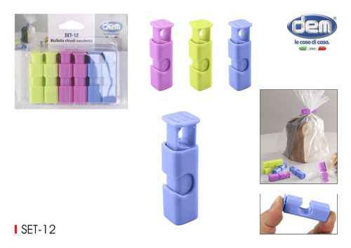 Set 12 Pinças Para Fechar Sacos Dem — referência BY01019978597