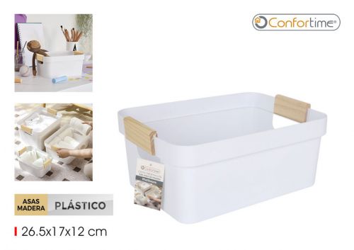 Cesto Multiusos Com Pega De Madeira Confortime