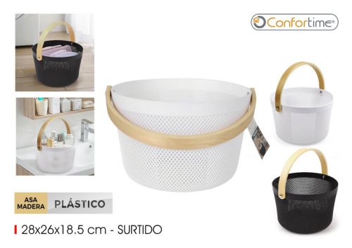 Cesto Multiusos Com Pega De Madeira Confortime — referência BY01017279658