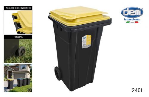 Cubo Basura Con Tapa 240 Lt. Negro/Amarillo Dem — referência 70000126Y