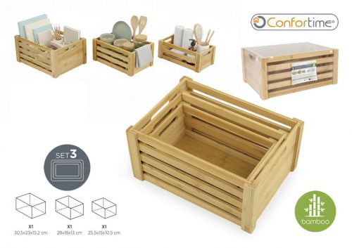 Set3 Caixas De Bambu Confortime — vista 1