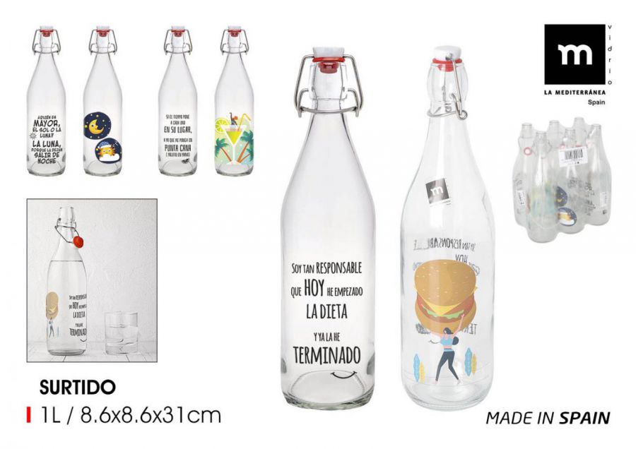 Garrafa De Vidro De 1l Com Tampa Hermética Mecano — referência 396908326D1R