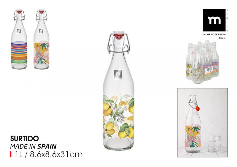 Garrafa De Vidro De 1 Litro Com Tampa Hermética D — referência 396908326D2R