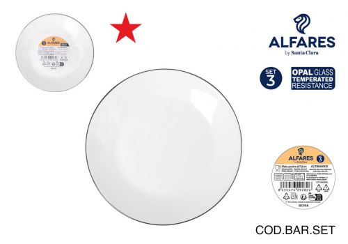 Y24set 3 Platos Postre Red.opal Ischia Negr — referência AL1116NMN10