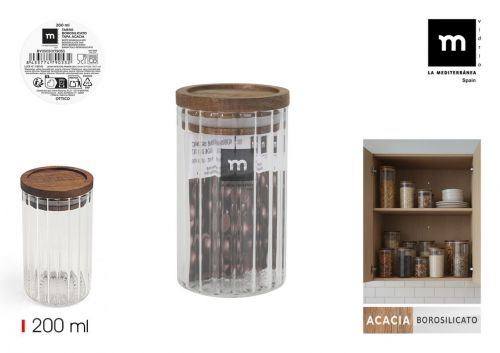 Frasco De Borossilicato Tampa De Acacia La Mediter
