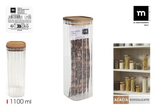 Frasco De Borossilicato Tampa De Acacia La Mediter