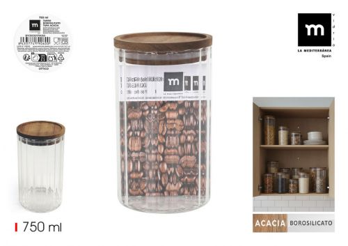 Frasco De Borossilicato Tampa De Acacia La Mediter