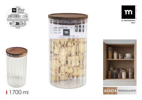 Frasco De Borossilicato Tampa De Acacia La Mediter