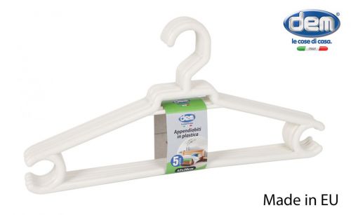 Conjunto De 5 Cabides De Plástico. 42x20cm Branco — vista 1