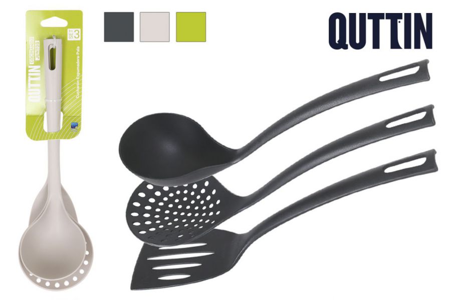 Set 3 Utensilios Nylon Quttin Colores — referência QT-624C9993A