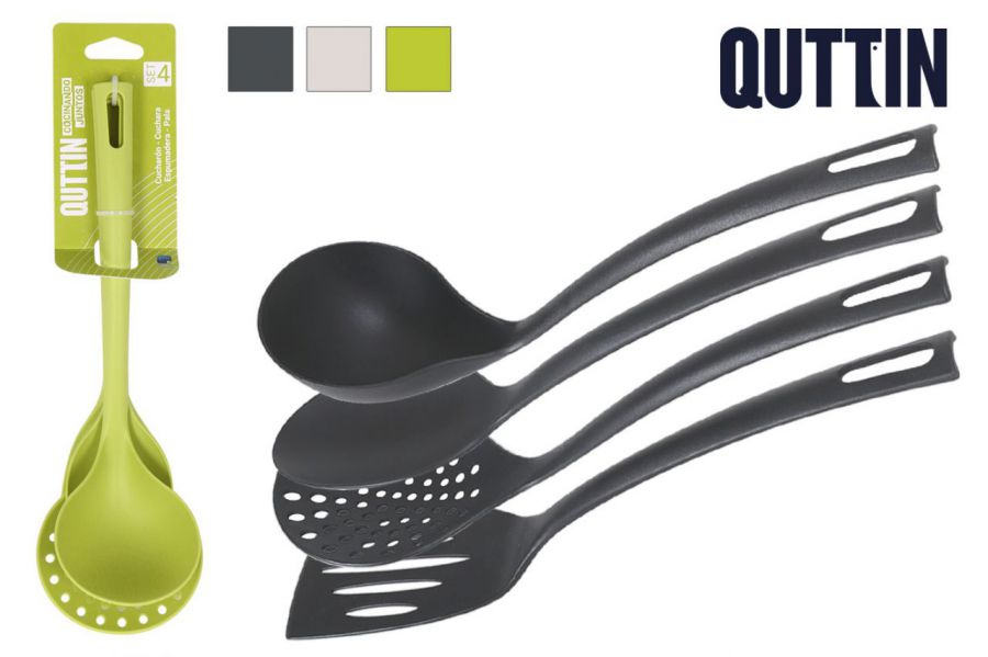 Set 4 Utensilios Nylon Quttin Colores — referência QT-624C9994A