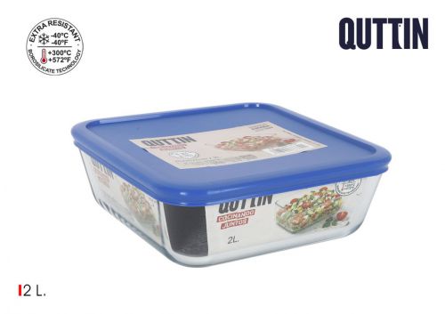 Travessa Quadrada Funda 20x7cm  2l Com Tampa Qutt