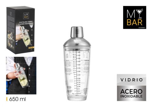 Shaker De Vidro Para Cocktails Com Tampa De Aço My — referência BY01019979677