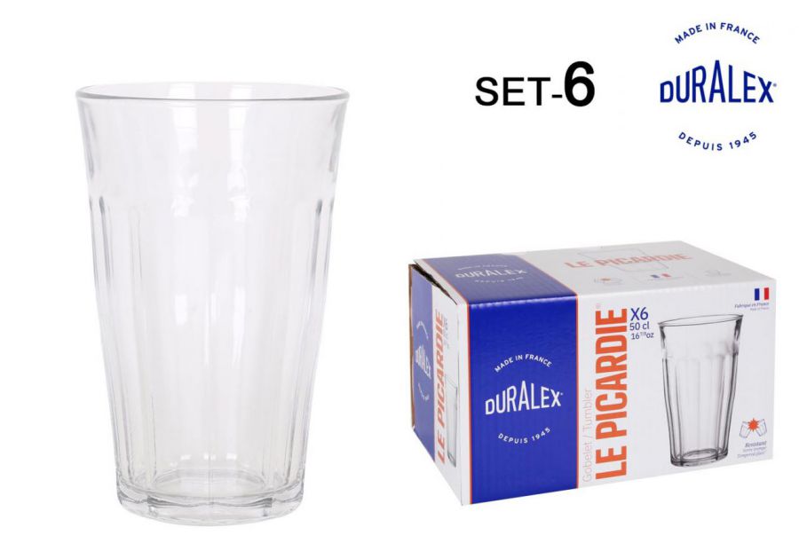 Set 6 Vasos Transparente 50cl Picardie — referência T19-1030ABA
