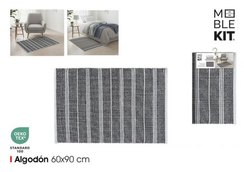 Tapete De Algodao 60x90cm Preto E Branco Moblekit — vista 1
