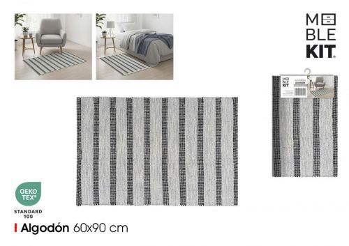 Tapete De Algodao 60x90cm Cinza Moblekit — vista 1