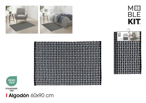 Tapete De Algodao 60x90cm Preto Moblekit — vista 1