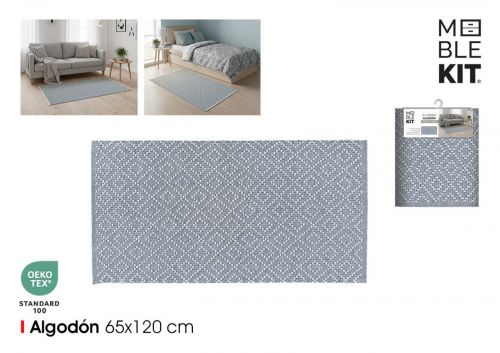 Tapete De Algodao Cinza 65x120cm Moblekit — vista 1
