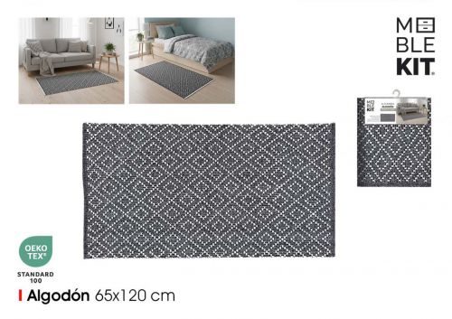 Tapete De Algodao 65x120cm Preto Moblekit — referência BY03039980088