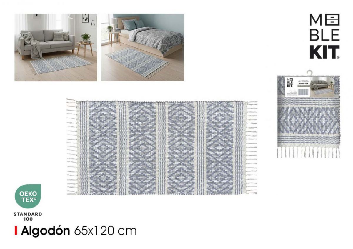 Tapete De Algodao 65x120cm Cinza Moblekit — referência BY03039980093