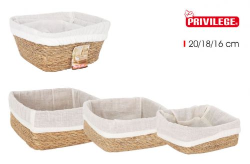 Conjunto 3 Cestos  Vime Quadrados 20/18/16 Cm C/Te — referência 36505RQS3