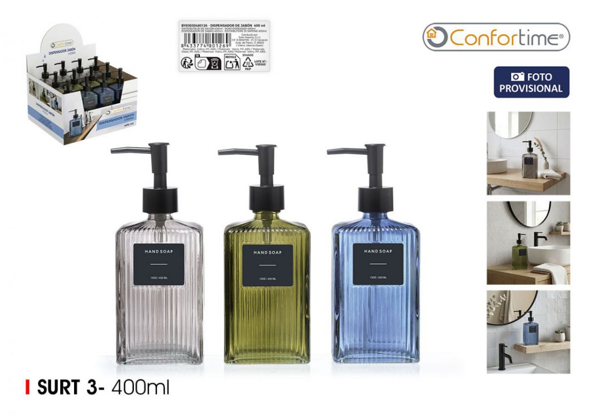 Dispensador Jabon Vidrio 400ml Confortime — referência BY03030480126