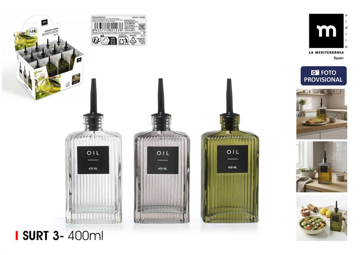 Aceitera Vidrio C/Tapon 400ml 3sur La Mediterran — referência BY01018280123