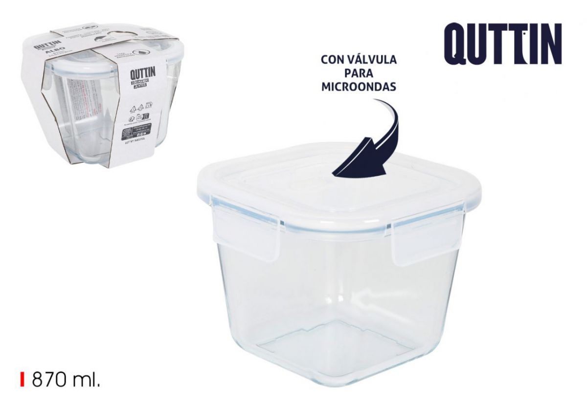 Fiambrera Cuad.herm.14.5x10.8cm 870cc Alboqt — referência QT-K24949-2