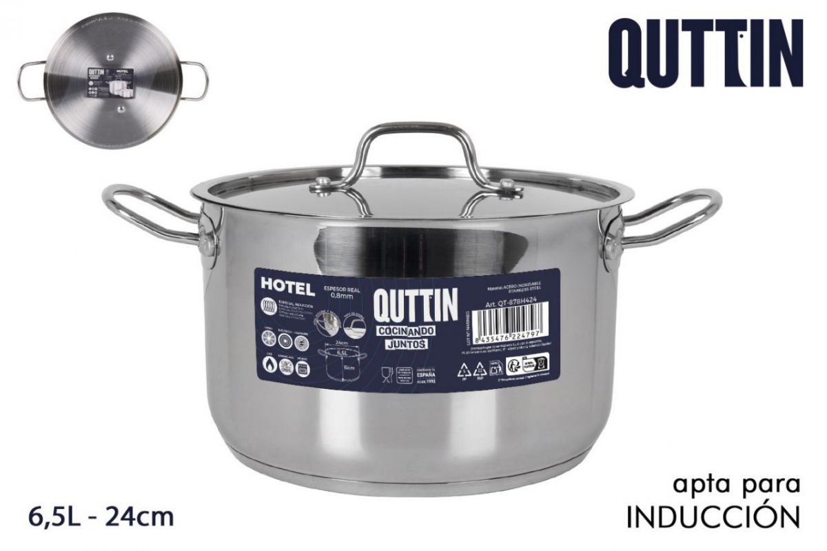 Caçarola Alta+tampa Aço Ind 24cm/0.8mm/6 — referência QT-878H424