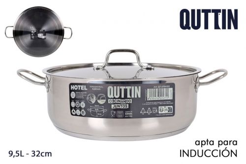 Caçarola C/Tampa Aço Ind 32cm/0.8mm/9.5l — referência QT-878H332