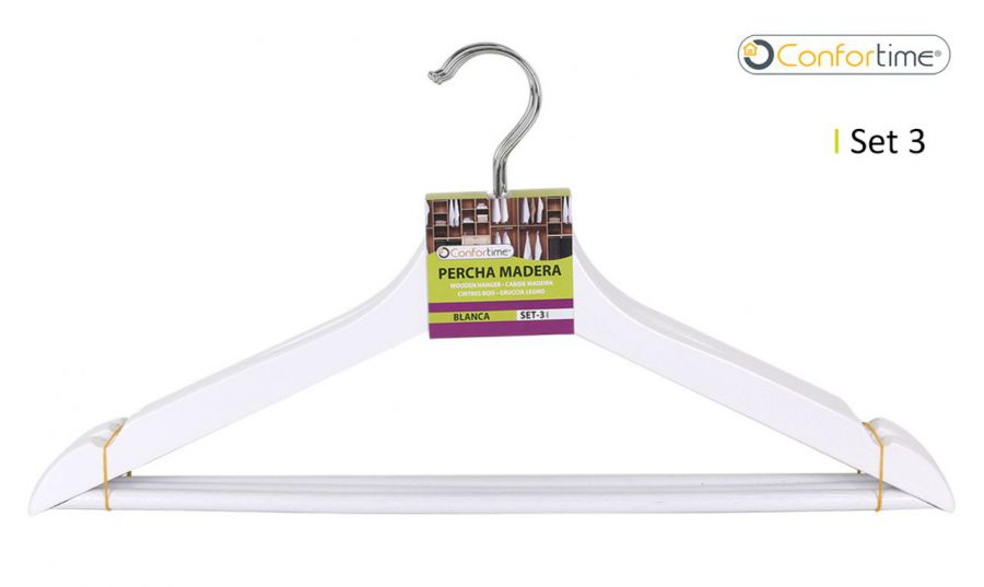 Set3 Cabides Madeira Branco Confortime — referência BY01031569810