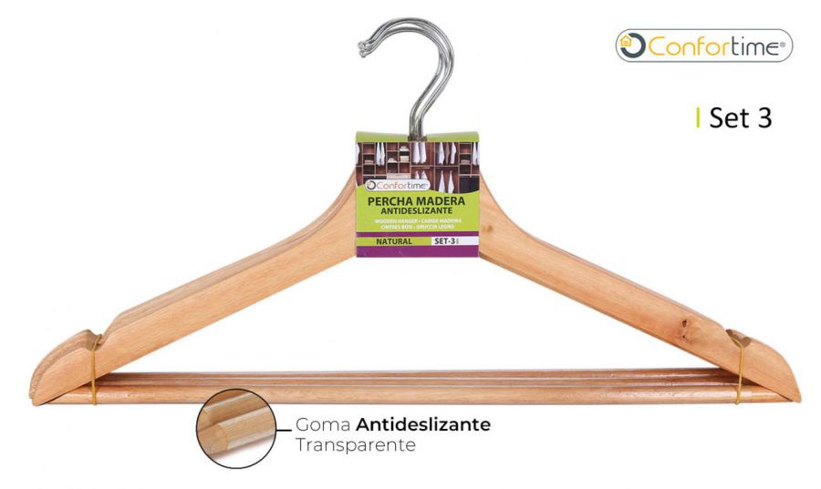 Set3 Cabides Madeira Natural Antid Conf — referência BY01031569816