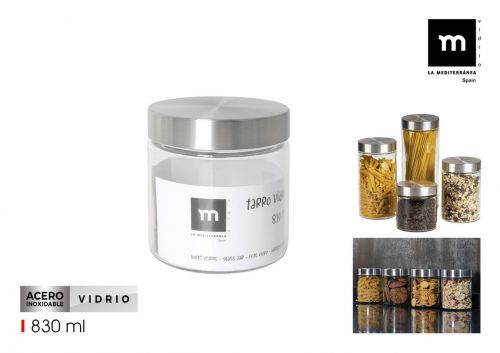 Pote Vidro 830ml C/Tampa Inox Anna — vista 1
