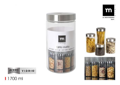 Pote Vidro 1.70lt C/Tampa Inox Anna — referência BE03030171280