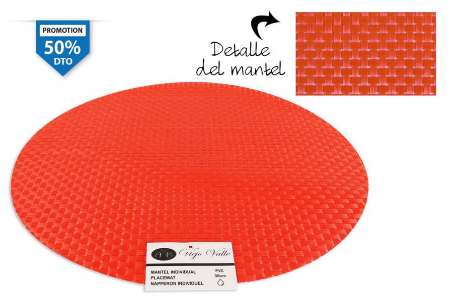 50 Laranja Rodada Pvc Indiv-Duo 38 Cm