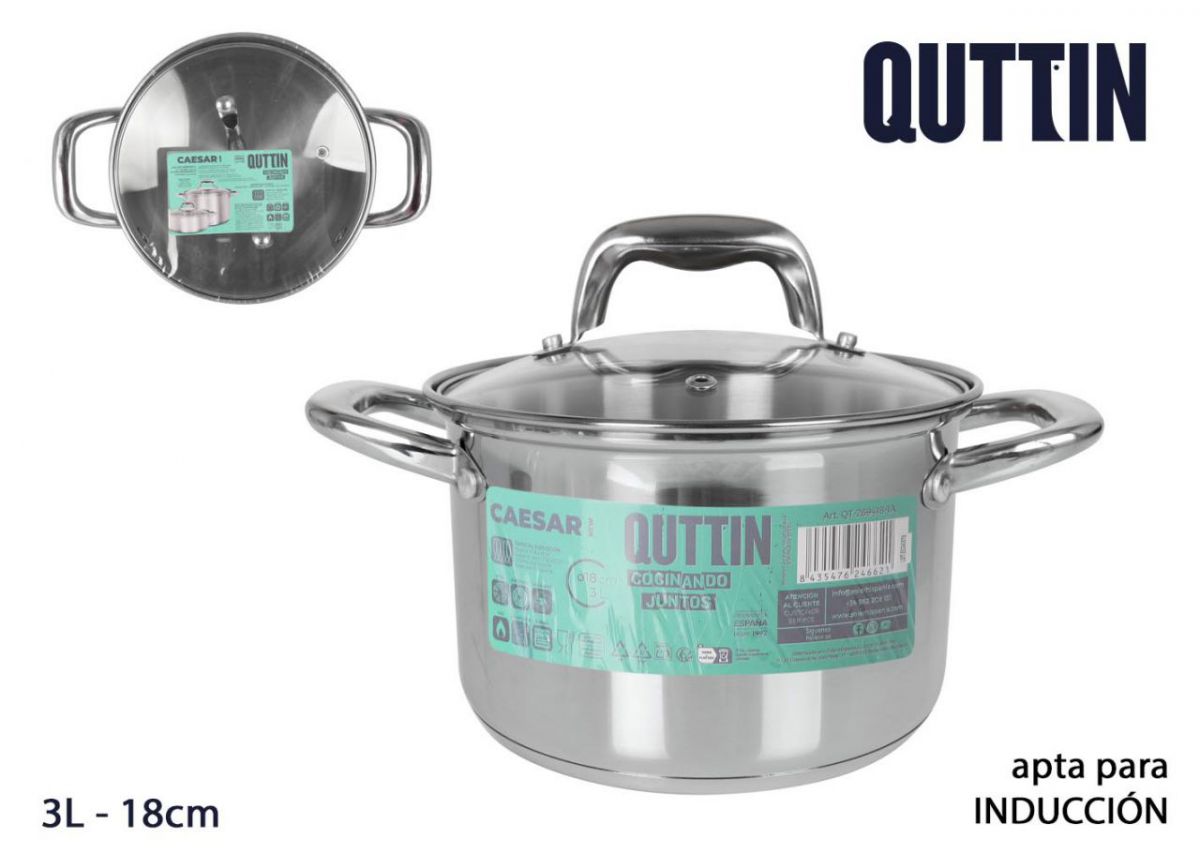 Panela Aço Induçao 18cm/3l/0.8mm+c/T New — referência QT-269418-1A