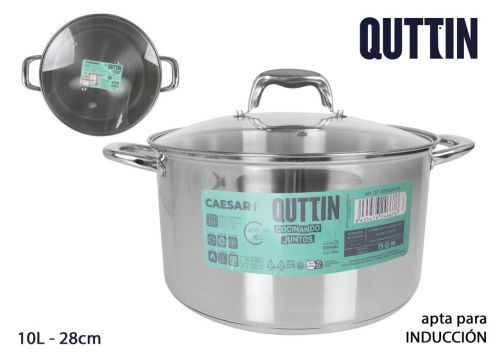 Panela Aço Induçao 28cm/10l/0.8mm+c/T Ne — referência QT-269428-1A