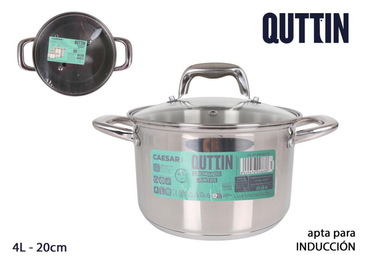 Panela Aço Induçao 20cm/4l/0.8mm+c/T New — referência QT-269420-1A