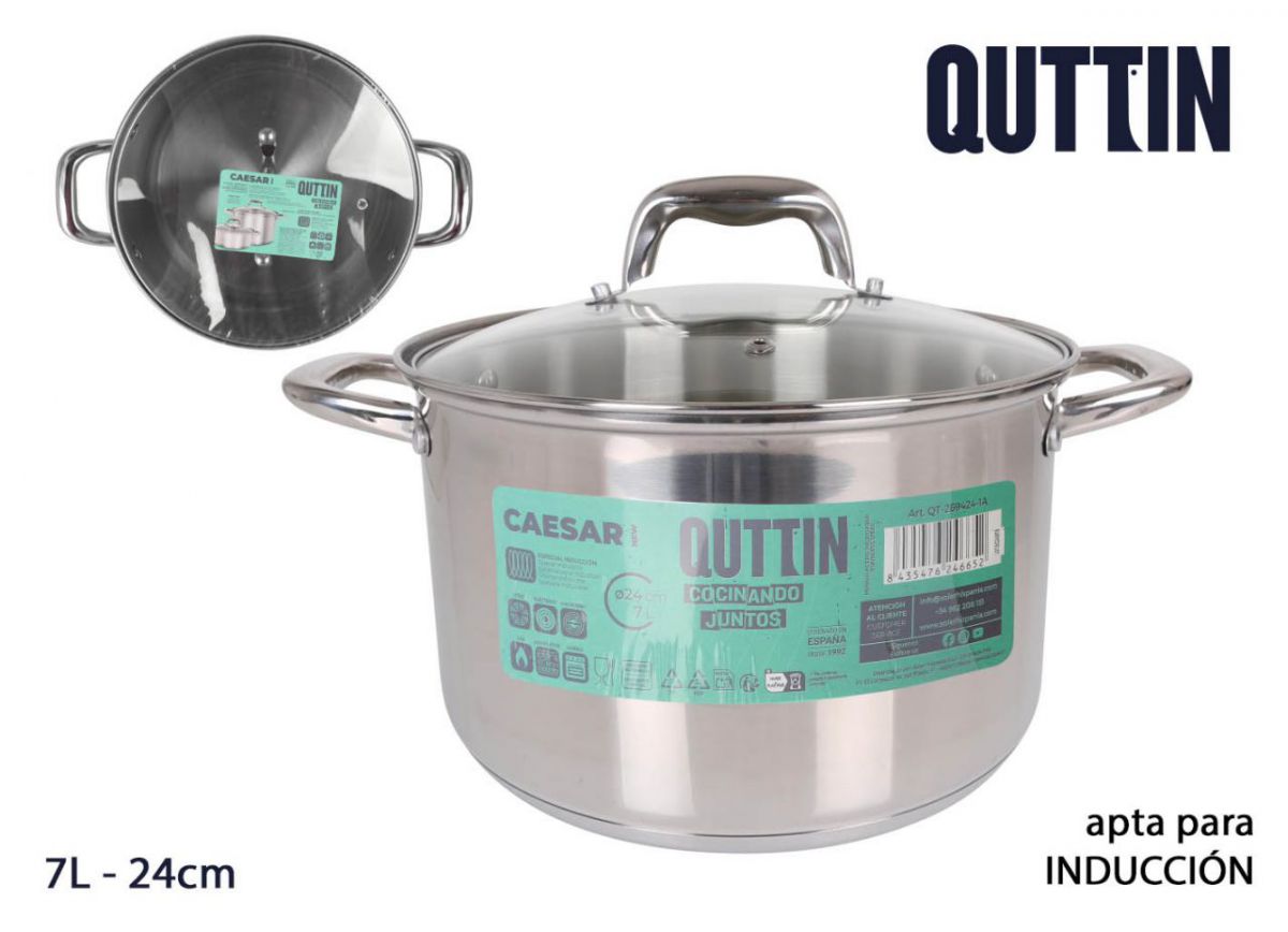 Panela Aço Induçao 24cm/7l/0.8mm+c/T New — referência QT-269424-1A