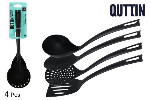Set 4 Utensilios Nylon Quttin Preto — vista 1