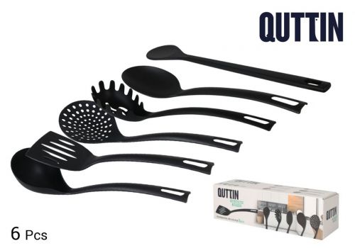 Set 6 Utensilios Nylon Quttin Preto — vista 1
