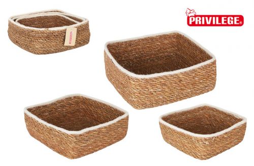 Set 3 Cesta Quadrada De Vime Privilege