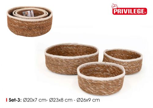 Set 3 Cesta Redondas De Vime Privilege — vista 1